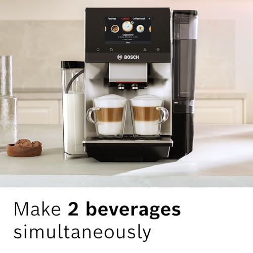 Bosch 800 Series Fully Automatic Espresso Machine – 36 Drinks with Coffee World, Cold Brew, Double Cup, Integrated Milk Container, Smart Features, in Silver TQU60307