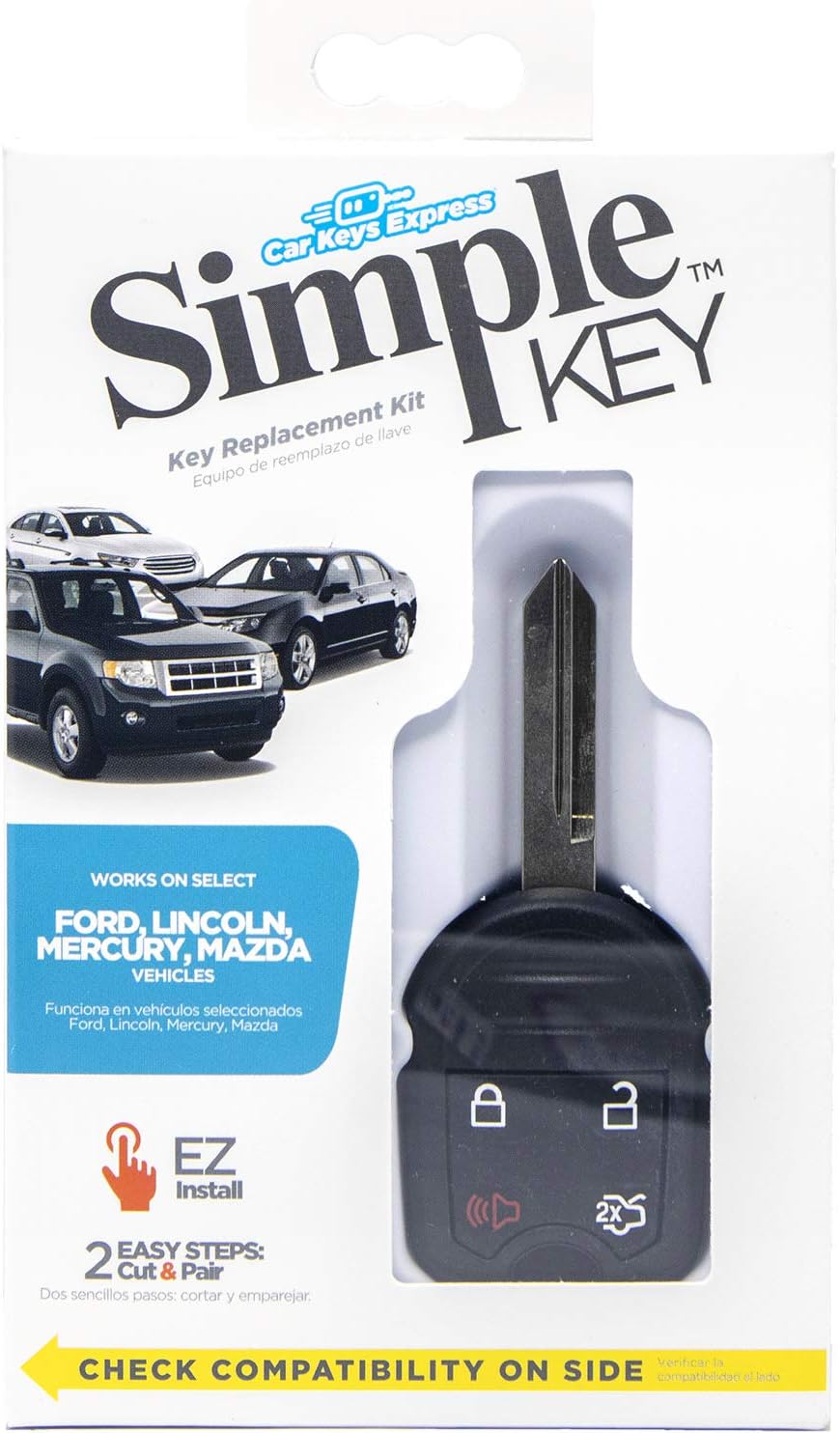 Simple Key, Key Fob and Key Programmer 4 Button Keypads, Key Replacement Remote Kit, Simple Key Programmer for Ford (C-Max, Escape, Focus)