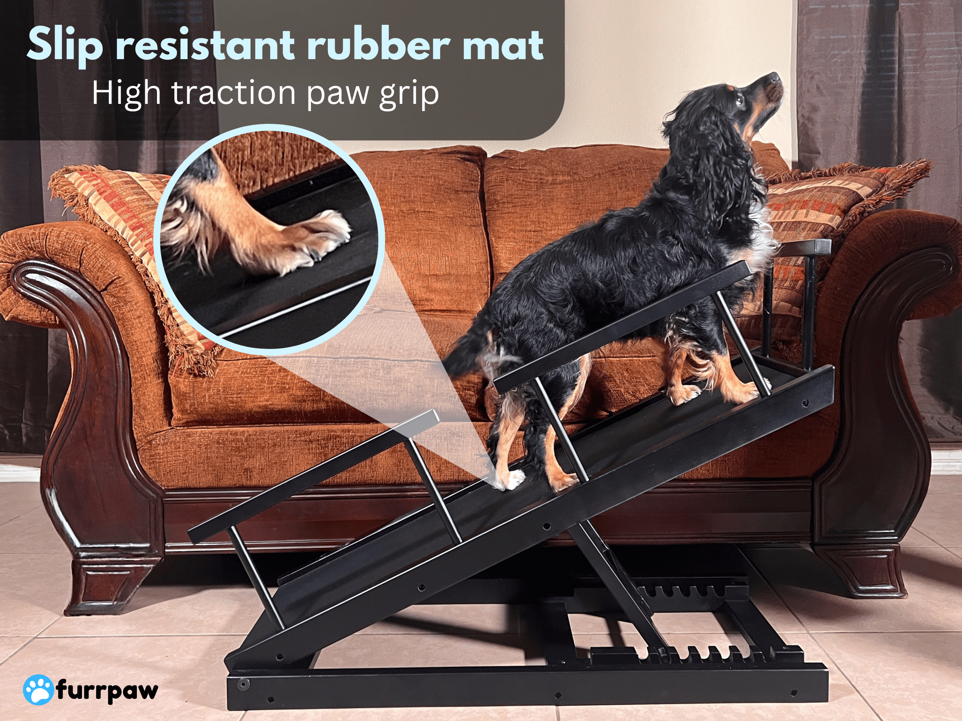 Dog Ramp for Couch - Adjustable 10" to 20" - Ramp for Dogs to Get On Bed - Pet Safe Paw Grip Anti Slip Doggie Puppy Stairs Small/Medium/Old Cats - Portable Car Steps - Ramps Small Dogs 80 lbs Max