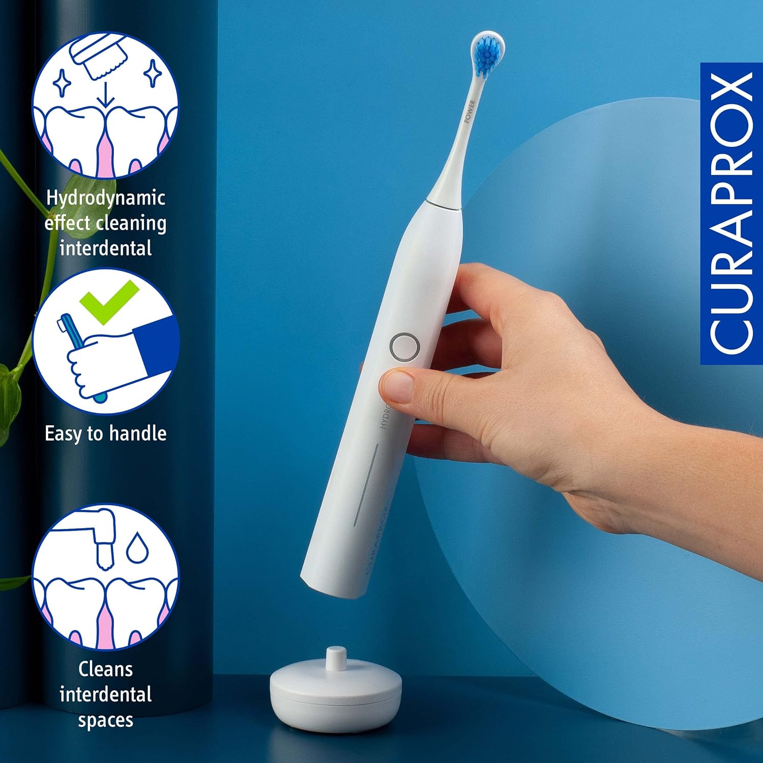 Curaprox Electric Hydrosonic Pro Toothbrush With 3 Brush Heads, Charger, and Travel Case