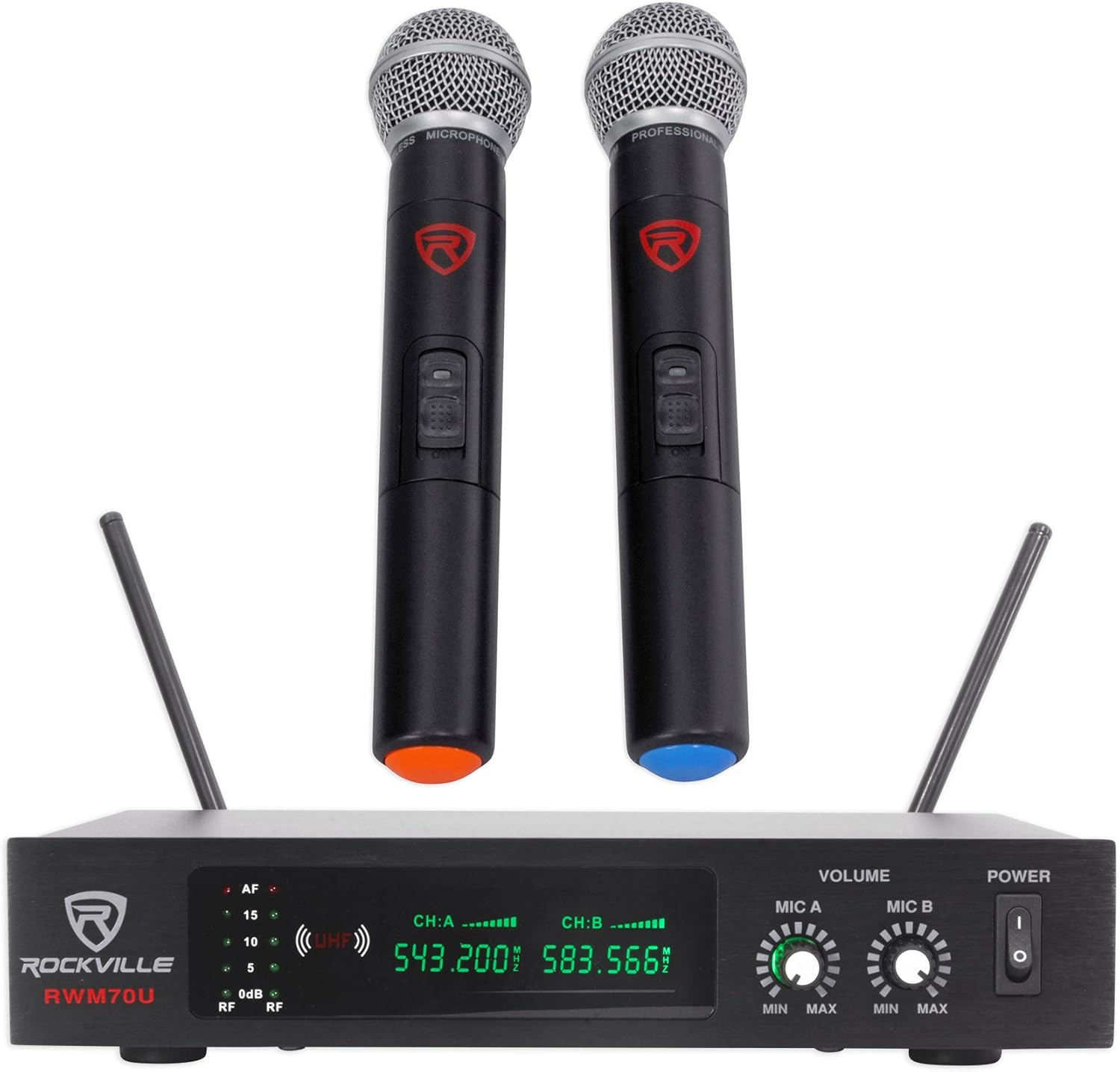 Rockville RWM-4Z Quad Wireless UHF Handheld/Headset Microphone System 20 Channel