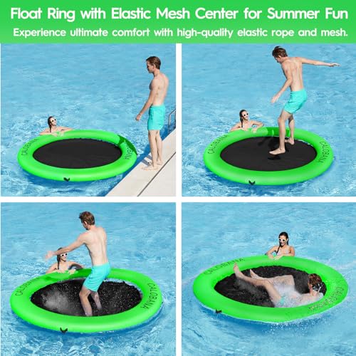 Round Floating Ring Inflatable Water Hammock Heavy Duty River Floats Lake Raft for Adults Tanning Pool Lounger Float Island Platform Pad Mat for Party