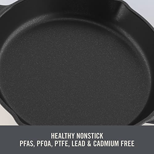 Dash Zakarian Nonstick Cast Iron Skillet with Pour Spouts for Searing, Baking, Grilling, Roasting and More