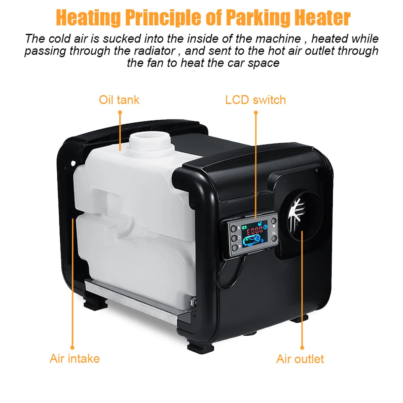 12V/24V Diesel Air Heater 8KW Fast Parking Heater with LCD Display Remote Control for Car, RV, Truck, Boats, Trailer, Motorhome, Camper