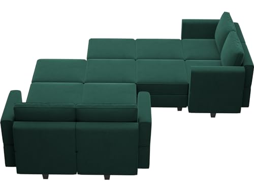 Belffin Oversized Modular Sectional Sofa Velvet U Shaped Couch with Storage Ottomans Modular Sectional Couch with Reversible Chaise Convertible Sectional Sleeper Sofa Velvet Blue