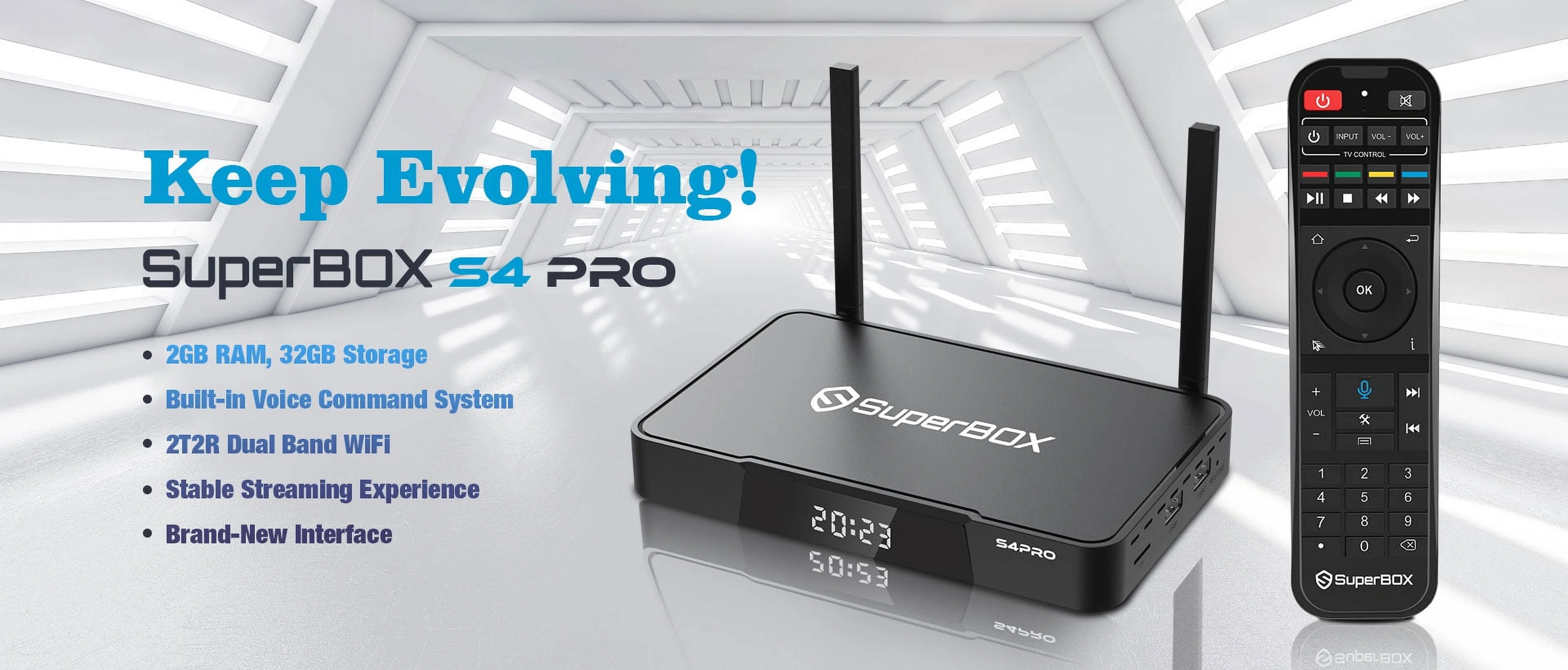 2024 SuperBOX S4 Pro 6K Voice control remote w/ Free keyboard 64G USB FLASH DRIVE 8K hd cable