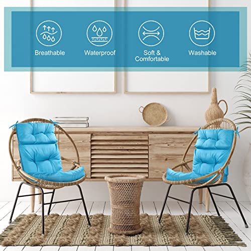 Mixweer 6 Pack Outdoor/Indoor High Back Chair Cushion Waterproof Rocking Chair Pads Tufted Seat/Back Chair Cushion Weather Resistant Adirondack Chair Cushions for Outdoor Patio Furniture (Blue)