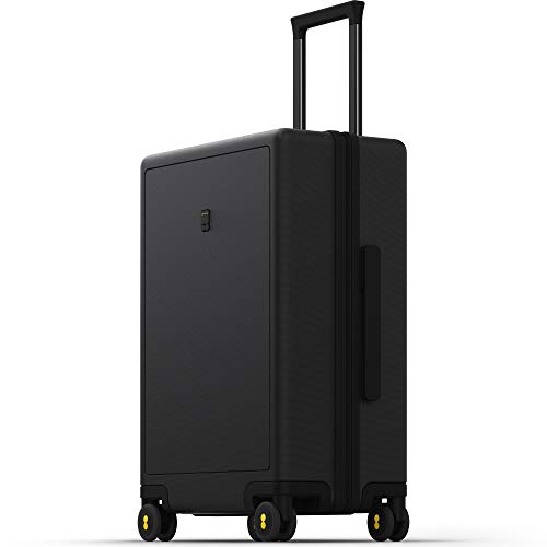 LEVEL8 Hard Shell Carry on Luggage Airline Approved, Carry-on Suitcases with Wheels, Lightweight Luminous Textured Hardside Travel Bag with Tsa Lock, 20 Inch, Black