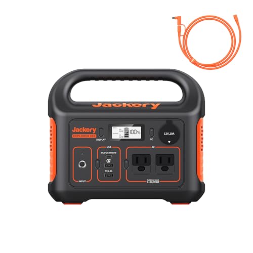 Jackery Solar Generator 300, 293Wh Backup Lithium Battery with Solar Panel SolarSaga 100W, 110V/300W Pure Sine Wave AC Outlet for RV Outdoors Camping Travel Blackout(Extension Cable Included)