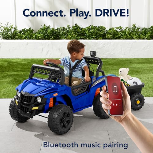 Best Choice Products Kids 12V Electric Ride On UTV Car and Trailer w/Parent Control, LED Lights, 2 Speeds, Bluetooth - Black