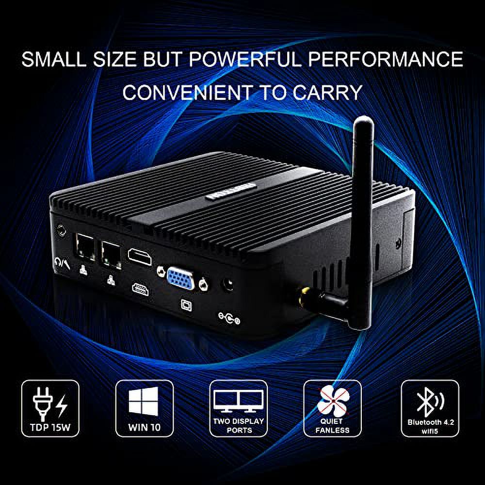 HISTTON Mini Desktop Computer Celeron J4125, Windows 10 Pro Industrial PC with DDR4 16GB RAM 512GB SSD 2TB HDD, 2 RS232 COM,Fanless Mini Computer HDMI, VGA, USB3.0,Dual WiFi,Gigabit Ethernet,BT4.0,4K
