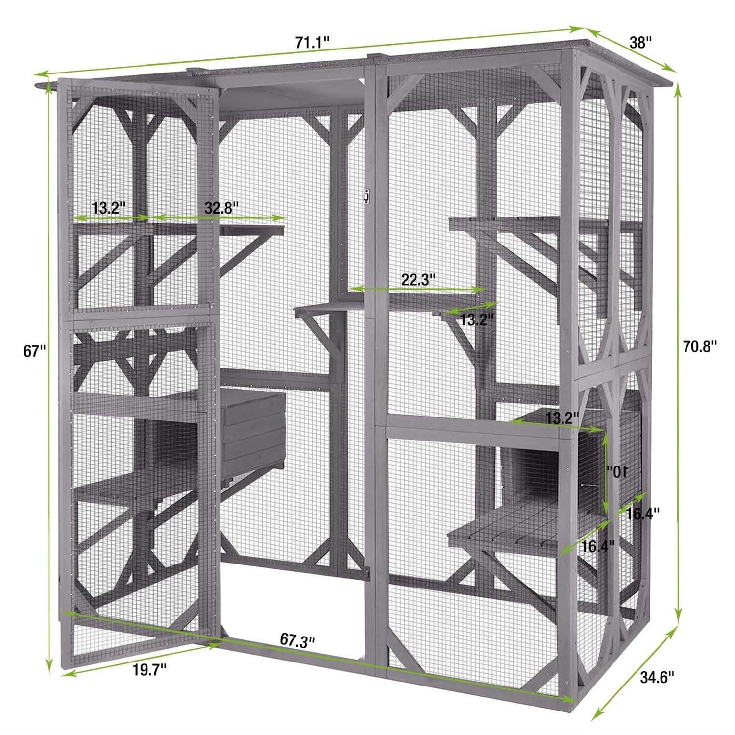 Gutinneen Catio Large Cat House Outdoor Walk in Outdoor Cat Enclosure Indoor Cage Kitty Condo Playpen with Door - Pet Supplies online store