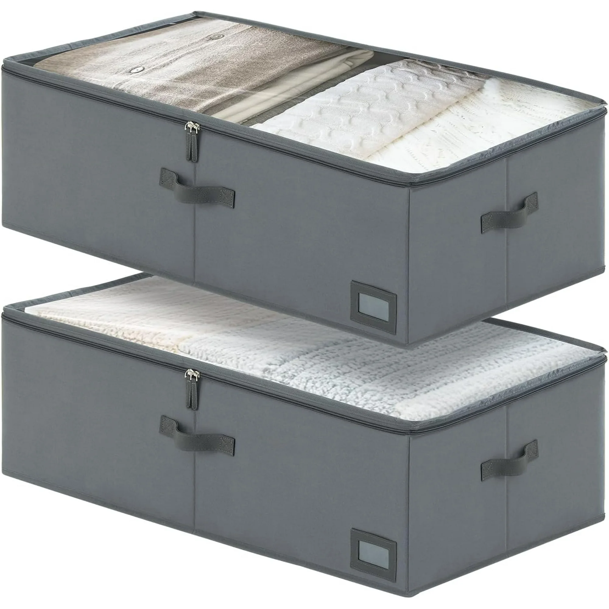 6-Inch Under Bed Storage Containers (3-Pack) | Sturdy Sidewalls | Clear Cover &amp; Label Holder | Underbed Organizer for Crib/Couch | Stores Clothing/Blankets/Wrapping Paper/Toys