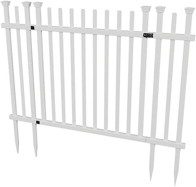 Zippity Outdoor Products ZP19026 Lightweight Portable Vinyl Picket Fence Kit w/Metal Base(42" H x 92" W), White & ZP19071 Burbank Vinyl Fence Gate, White