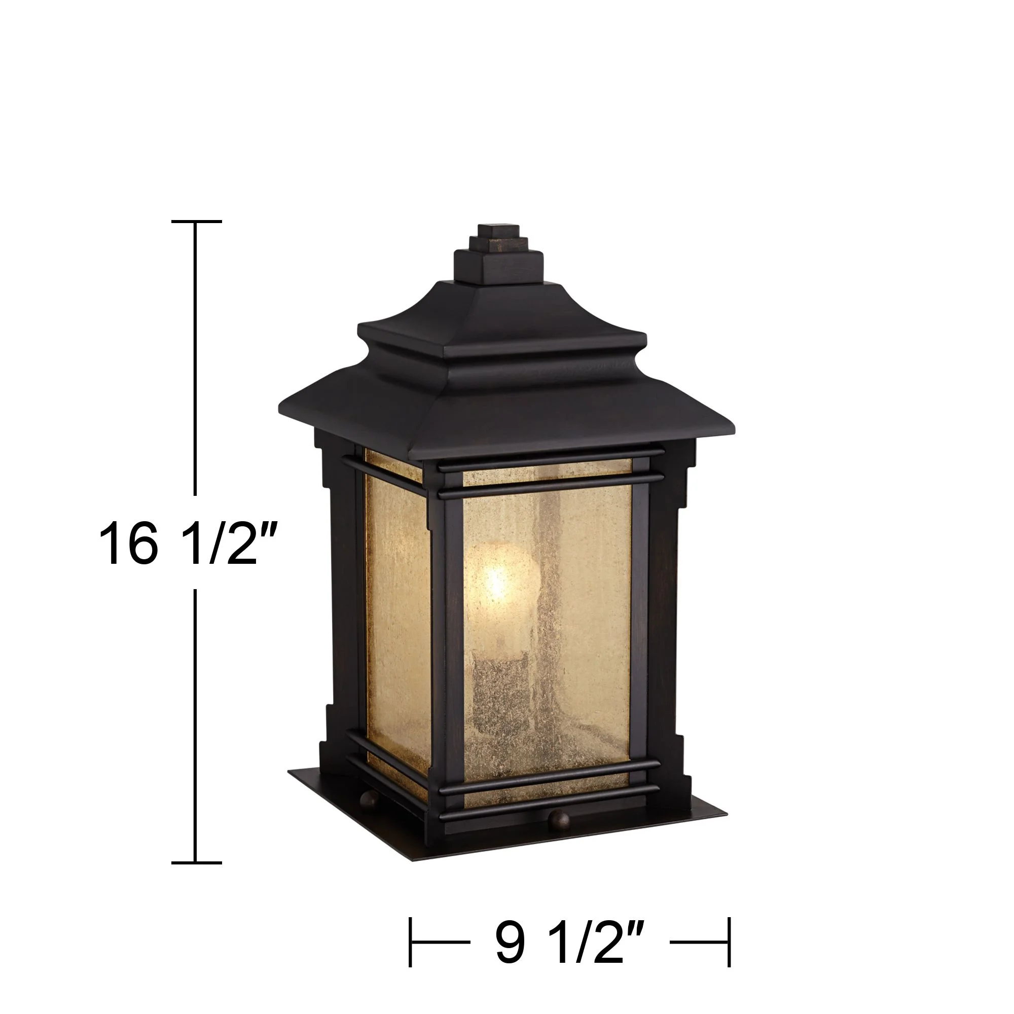 Franklin Iron Works Hickory Point Rustic Farmhouse Outdoor Pier Mount Light Walnut Bronze 16 1/2" Frosted Cream Glass for Exterior Barn Deck House