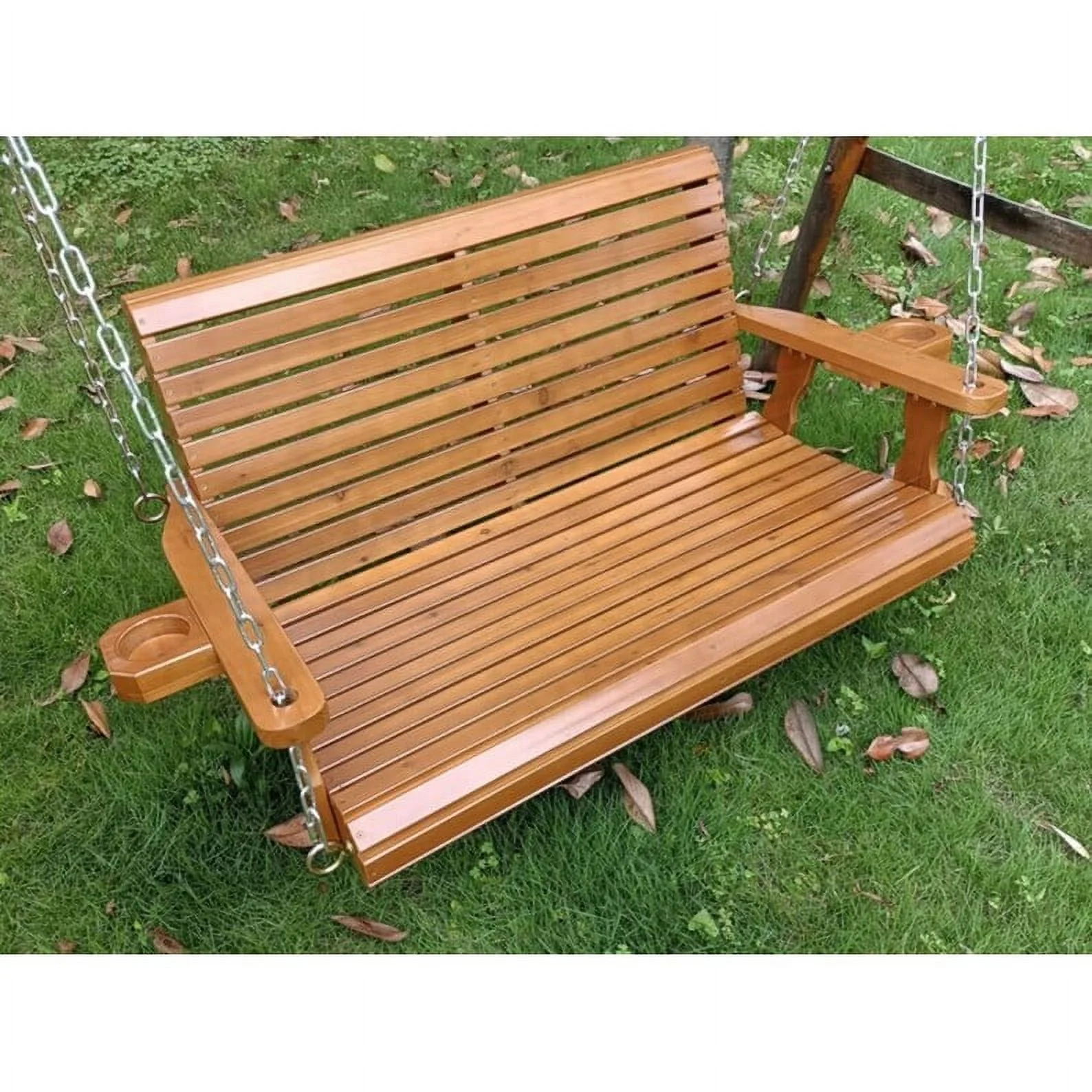 2 Person Solid Wood Porch Swing - N/A White