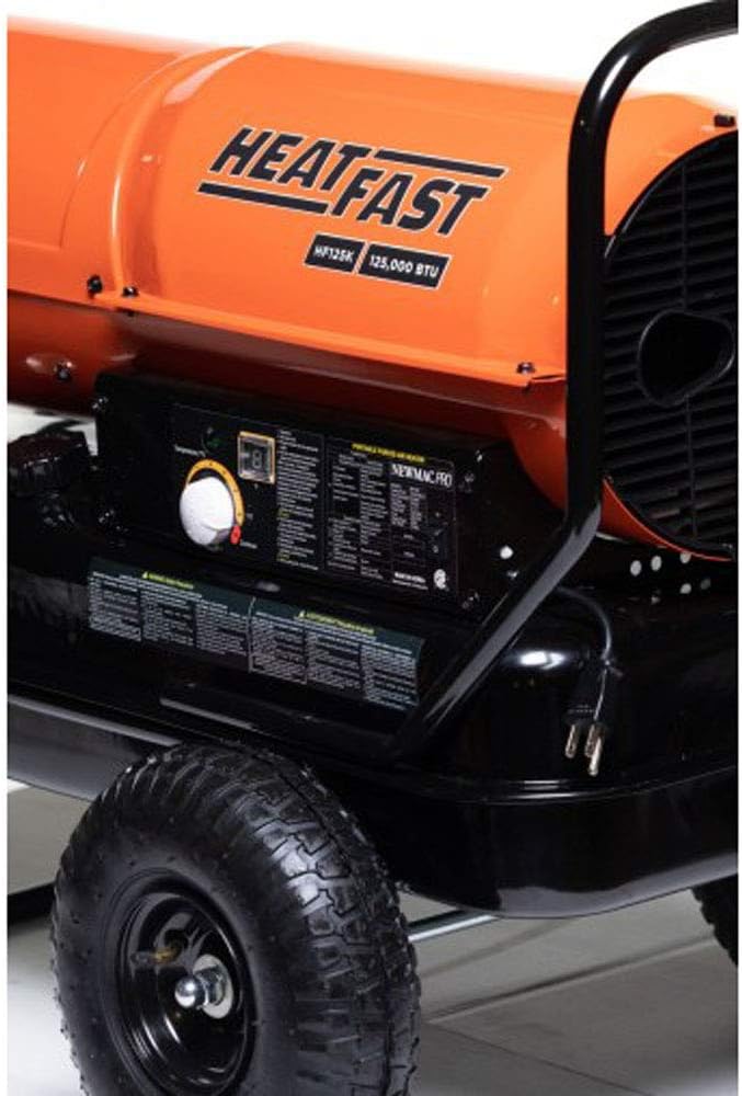 HF215K Portable Home, Jobsite, Construction Site Forced Air Kerosene/Diesel Salamander Torpedo Space Heater with Thermostat Temperature Control, 215,000 BTU, orange