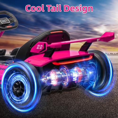 24V Electric Go Kart,300W Powerful Drift Kart for Kids, Electric Pedal Kart,with 300W Strong Motor, Drift/Sport Mode, Big Battery, Eva Tire,Length Adjustmen for Outdoor Racing Toy-White