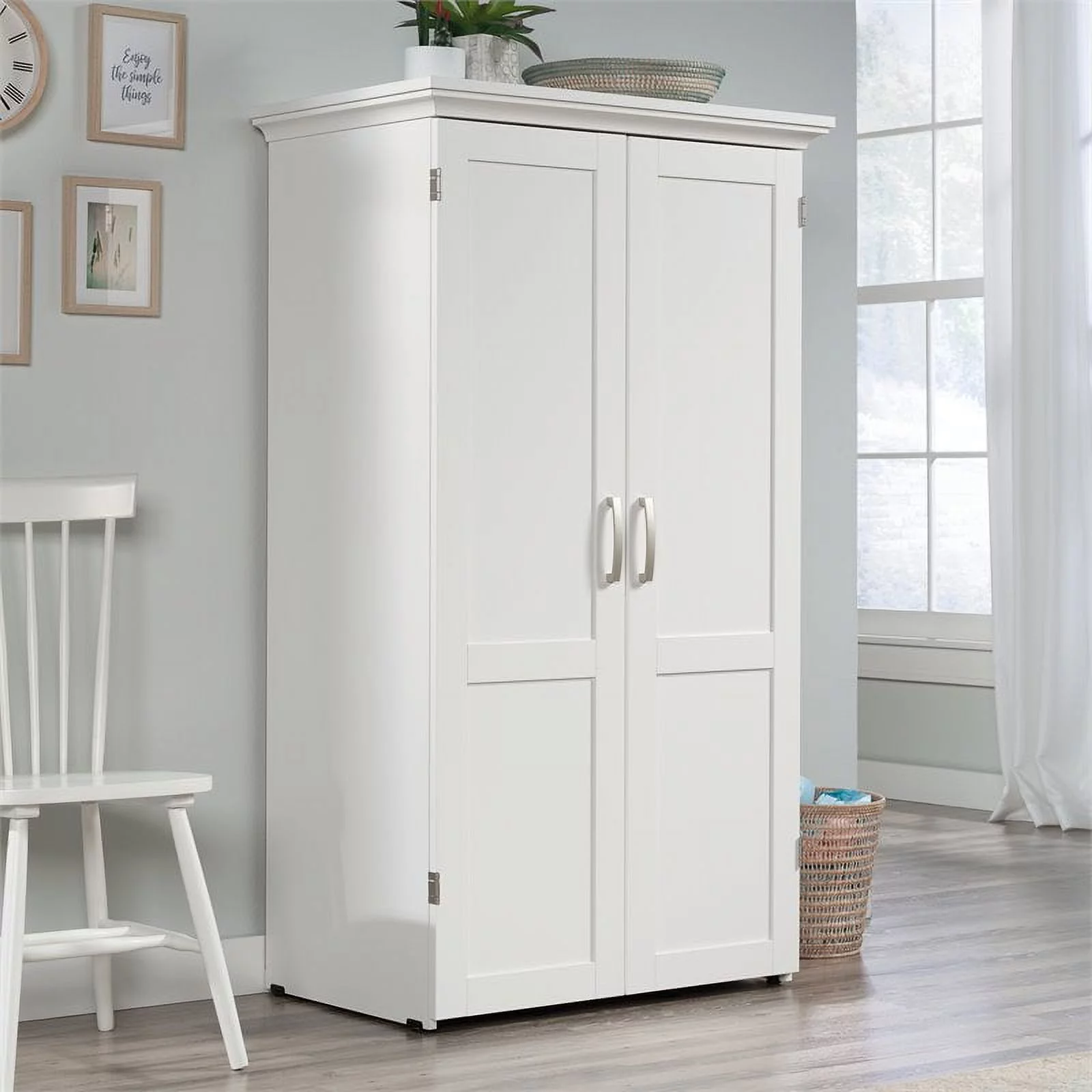 Pemberly Row Modern Engineered Wood Multi-Purpose Storage Craft Armoire in White - Curated Treasures Market