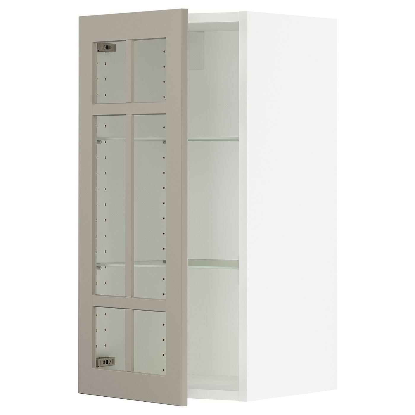 IKEA - SEKTION Wall Cabinet with Glass DOOR, white/Stensund Beige, 15x15x30 99407519