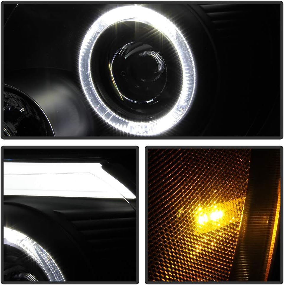 ACANII - For 2008-2012 Ford Escape SUV Black Housing LED Tube Halo Projector Headlights Headlamps Driver & Passenger