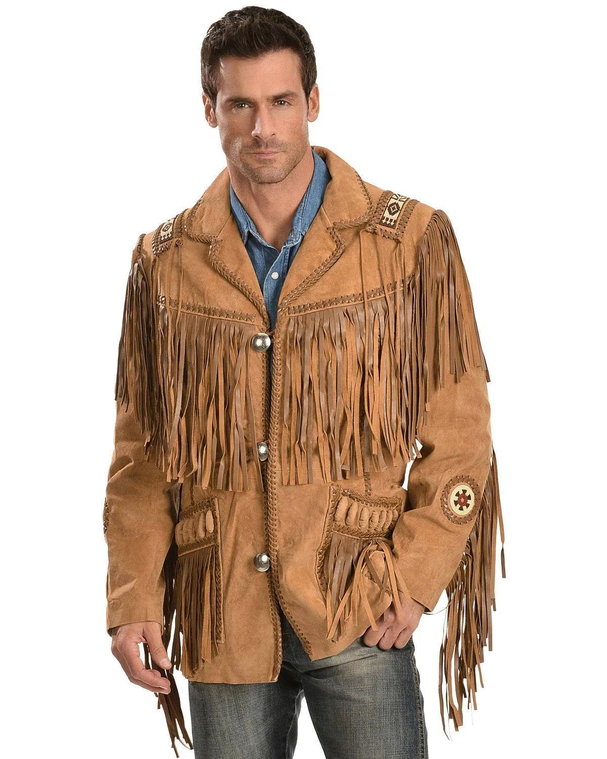 Scully Men&s Western Leather Fringe Coat
