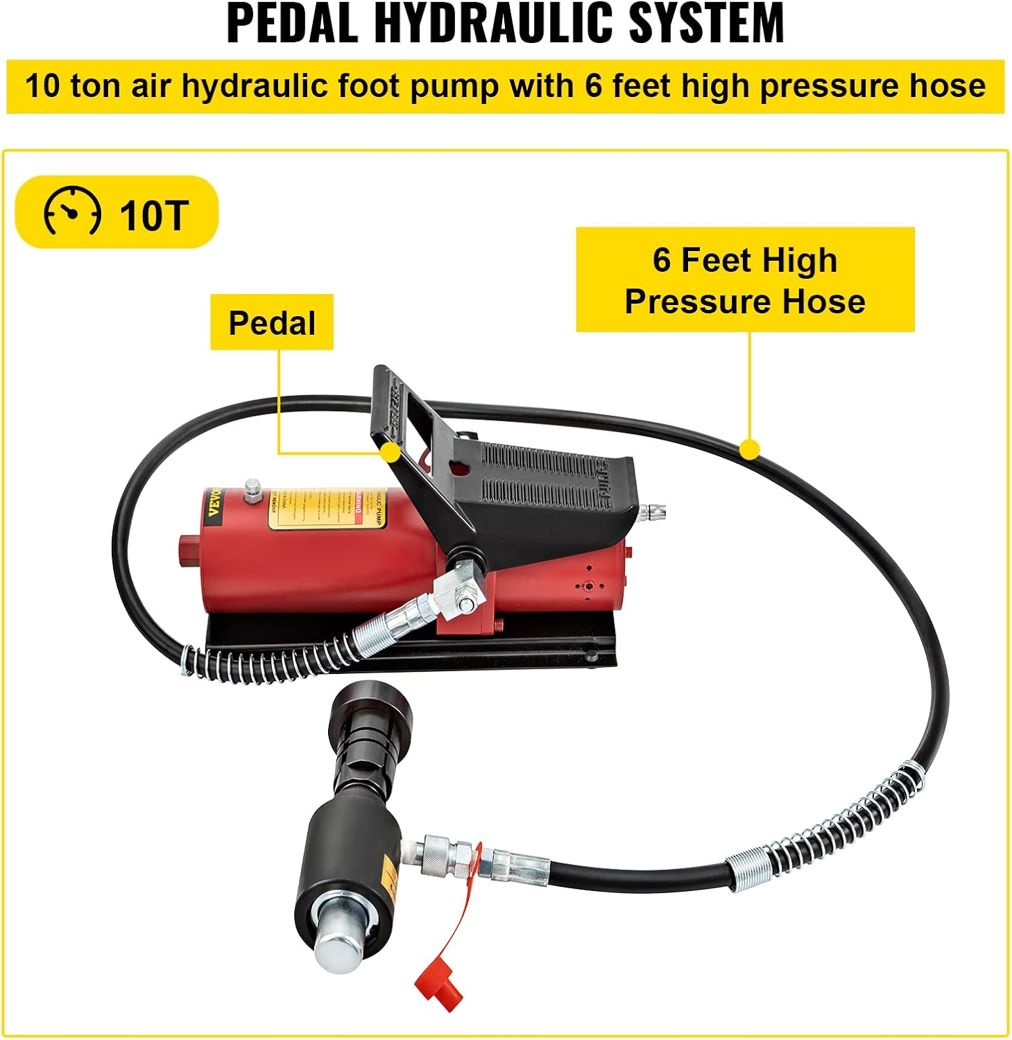 VEVOR Hydraulic Exhaust Pipe Expander, 1-5/8 to 4-1/4 Size, 10 T Pedal Pump Included w/4 Dies and 2 Storing Cases for Copper, Aluminum Tubes in Car Repairing