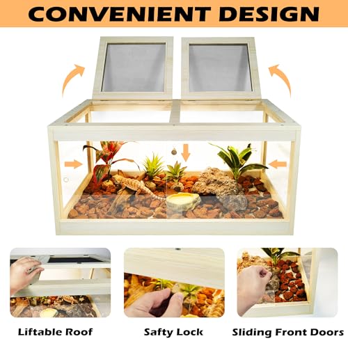 34 Gallon Reptile Terrarium Tank 32 Inch Lizard Tank Bearded Dragon Tank with Metal Mesh Roof Door, Snake Tank with Lock Design