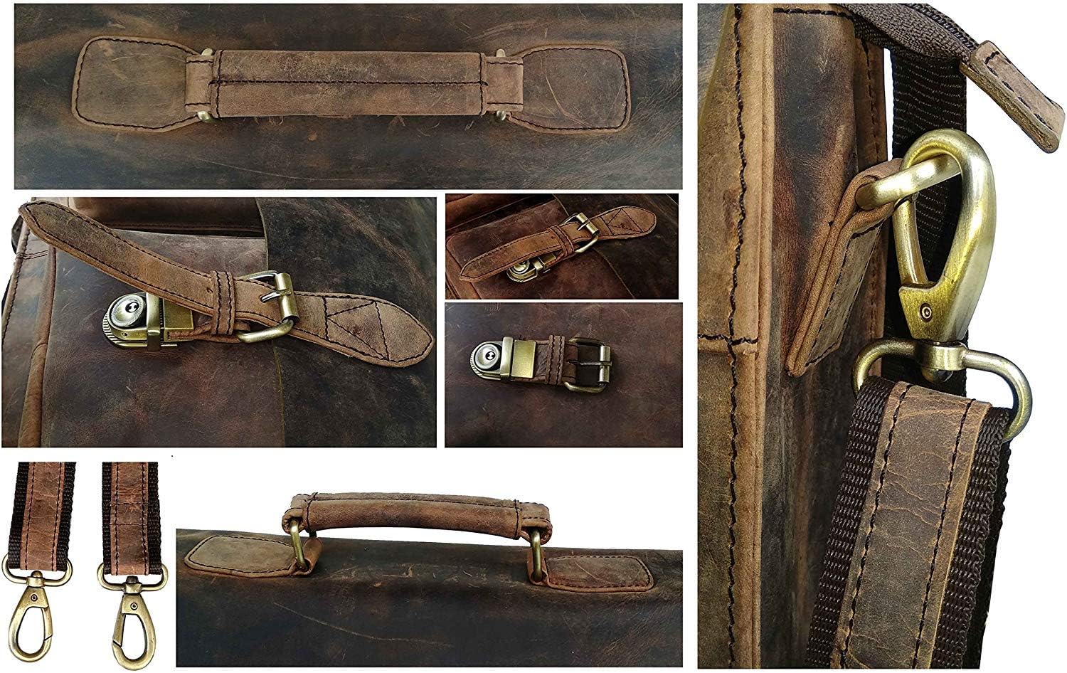 cuero Retro Genuine Buffalo Vintage Hunter Leather Men Laptop Messenger Shoulder Bag Office Briefcase College Bag For Men And Women By Cuero (15 inch)
