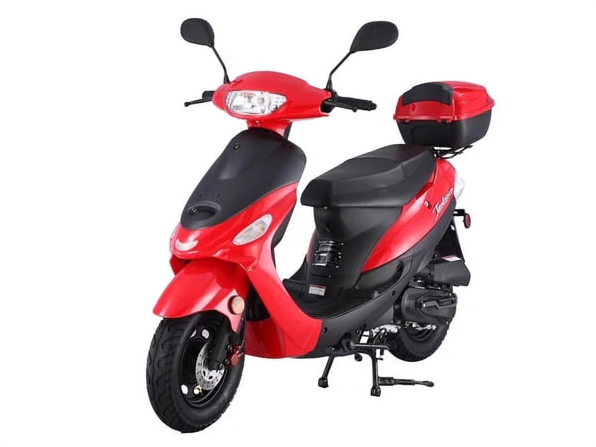 HHH Upgraded 49cc/ 50cc Scooter Gas Fully Automatic Street Scooter Moped Pony 50 with Matching Trunk - Sporty Black color