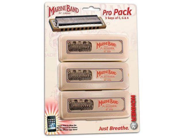 Hohner Marine Band 1896 Pro Harmonica - 3-Pack - Keys C, G and A