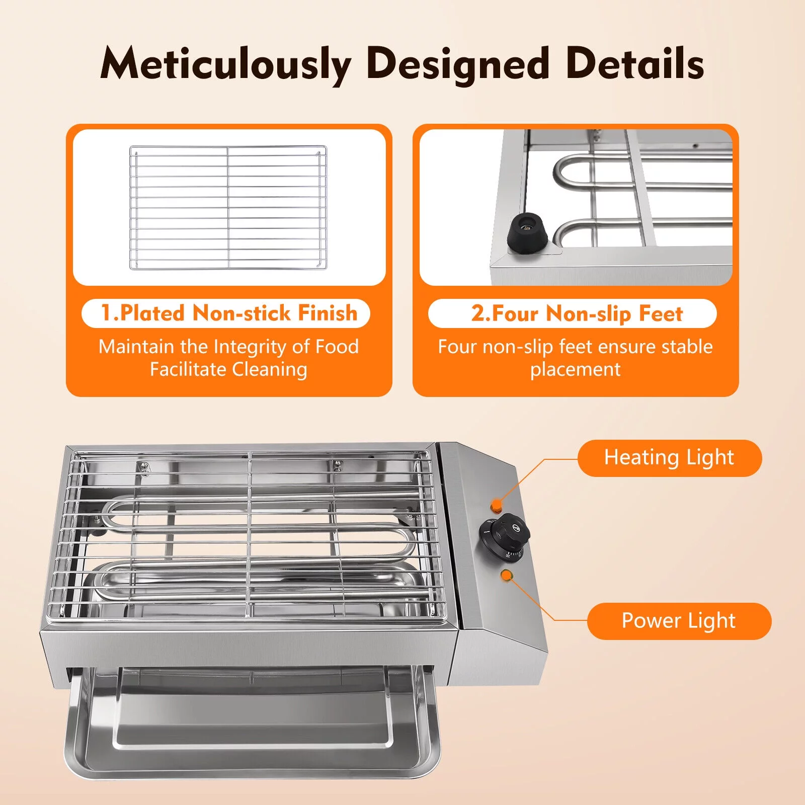TFCFL Portable Electric Grill Smokeless Indoor Searing Grill Adjustable Temperature