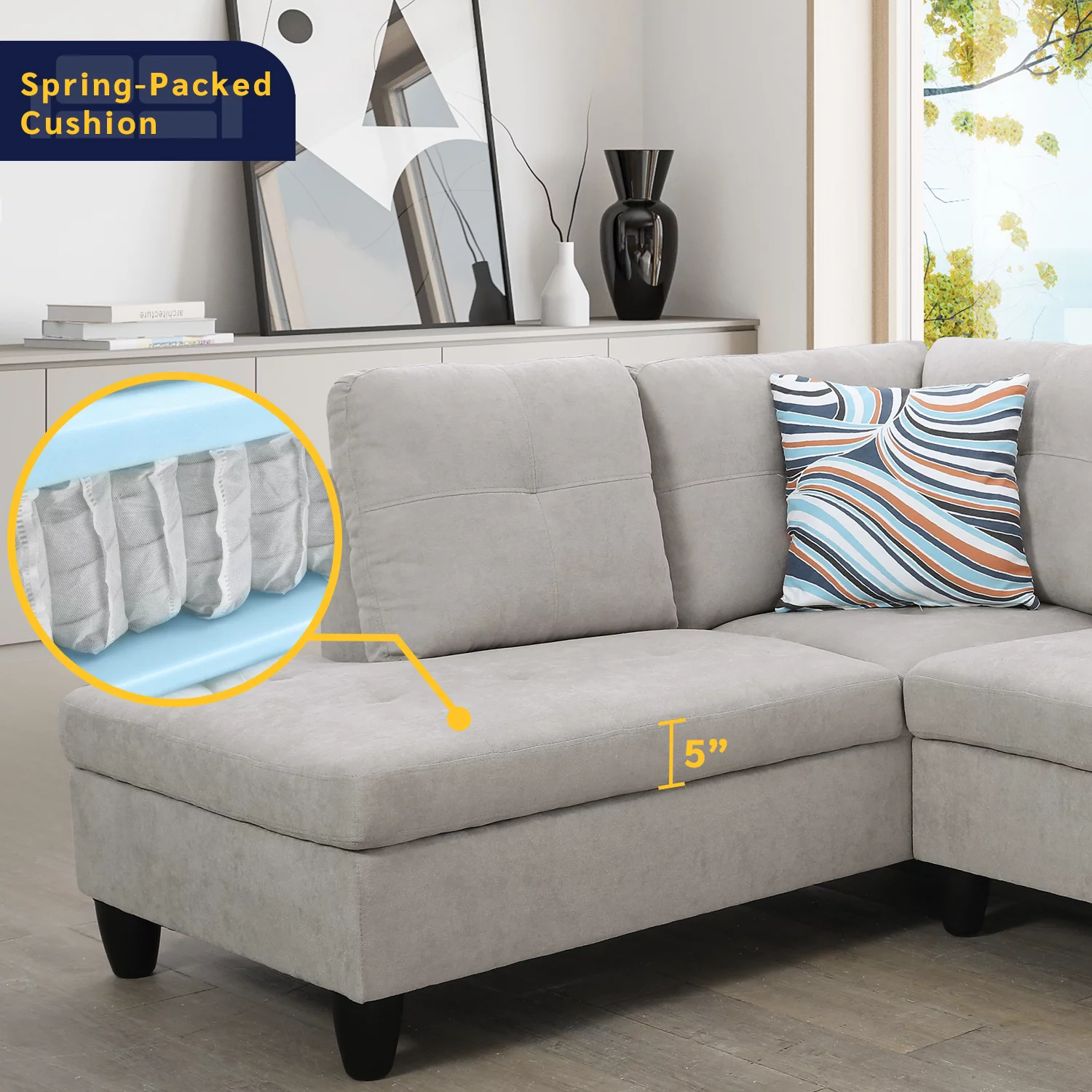 AYCP Furniture Sectional Sofa 3 Pieces L-Shape Sectional Sofa Set