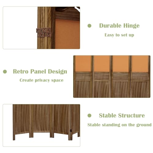 6 Panel Room Divider, 5.6FT Wall Divider for Room Separation, 6 Panel Wood Room Dividers and Folding Privacy Screens for Home Office Restaurant Bedroom Store, Light Brown