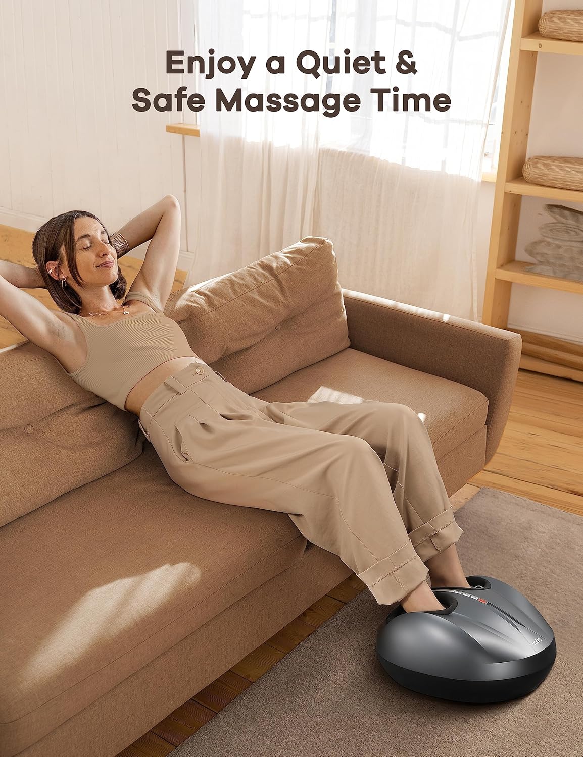 WELOV Foot Massager Machine for Neuropathy Pain, Deep Kneading Shiatsu Foot Massager for Plantar Fasciitis, 2 Heating Levels for Blood Circulation, 5 Massager Intensities, Fits Feet Up to Men Size 12