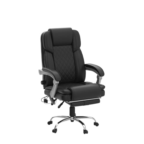HOMREST Executive Office Chair, Ergonomic Office Chair with 4 Points Massage,Big and Tall Office Chair with Heat,Home Office Desk Chair,White