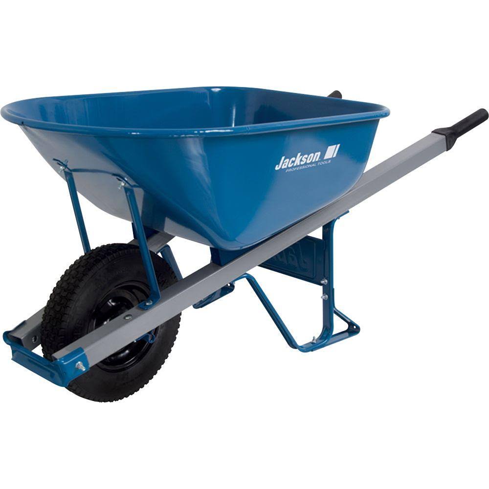 Jackson Professional Tools 027-M6SFFKB Steel Contractor Wheelbarrow with Steel Handles - Megean