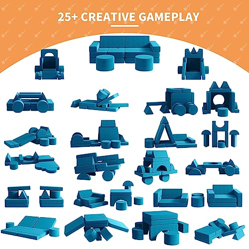 Modular Kids Play Couch13PCS, Modular Couch Kids with 2 ottomans, Fold Out Kids Couch for Playroom Bedroom, Modular Kids Couch for Boys and Girls, Kids Play Couch for Kids (Blueberry, L)