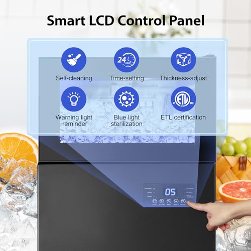 Commercail Ice Maker 160Lbs/24H with 35Lbs Ice Capacity,Upgraded 15" Wide Under Counter Ice Machine 63Pcs Ice Cubes,Commercial Ice Machine Self Clean Stainless Steel Built-in or Freestanding