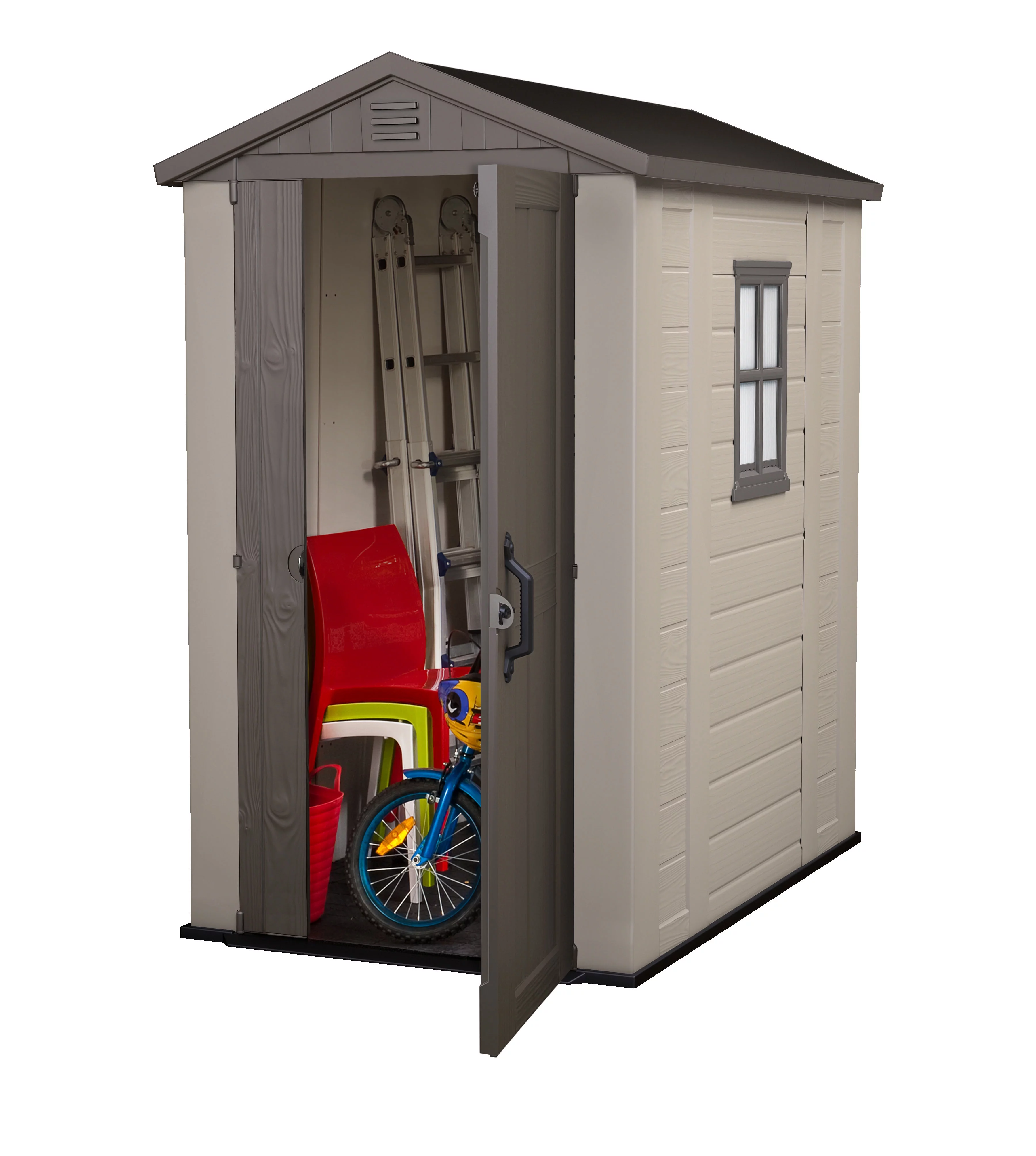 Keter Factor 4' x 6' Resin Storage Shed, All-Weather Plastic Outdoor Storage, Beige/Taupe