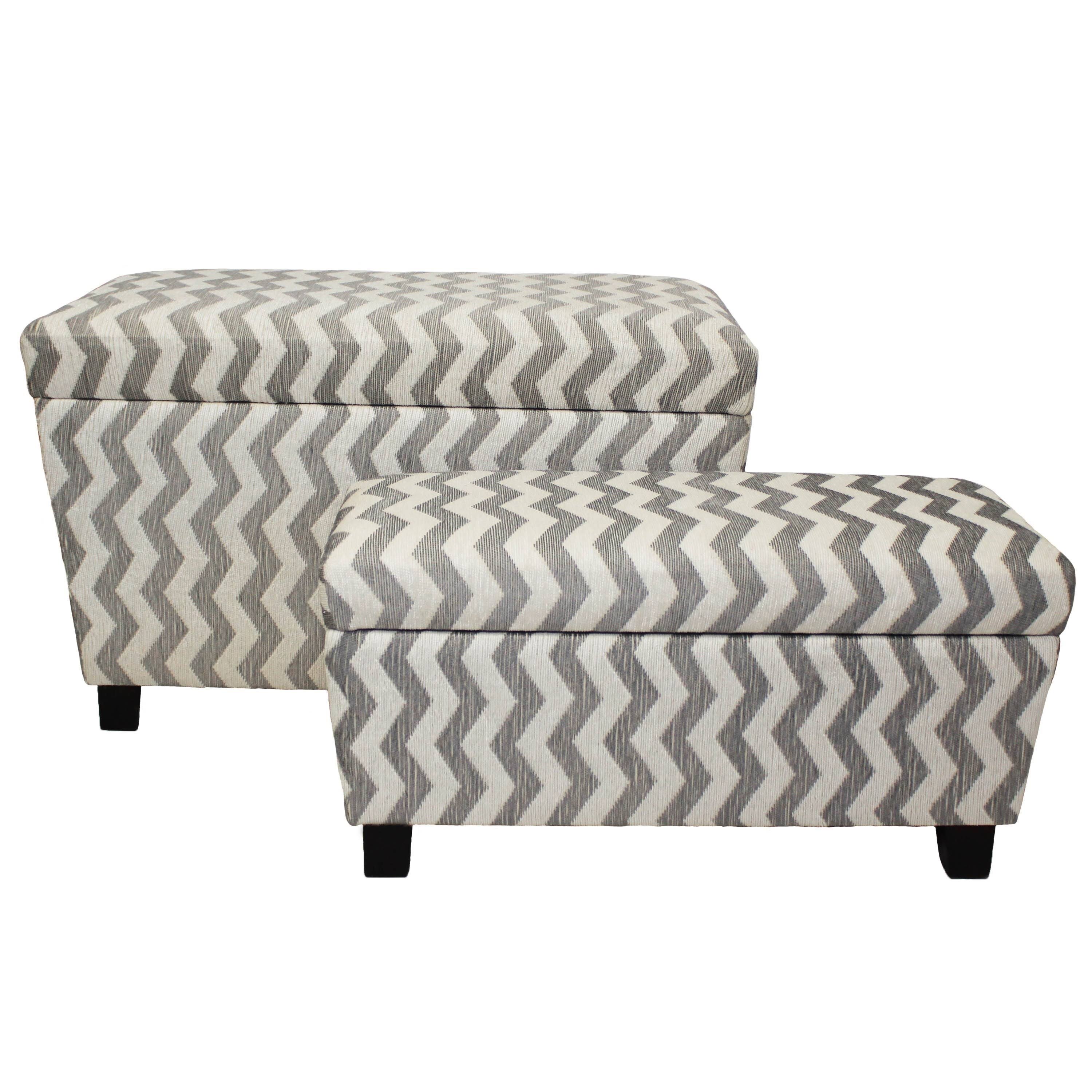 Casa Cortes Zoe Chevron Fabric Storage Ottoman (Set of 2)