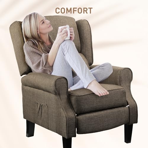 HOMCOM Vibration Massage Recliner Chair for Living Room with Heat, Wingback Single Sofa, Modern Suede Fabric Push Back Reclining Chair with Footrest, Side Pocket, Black