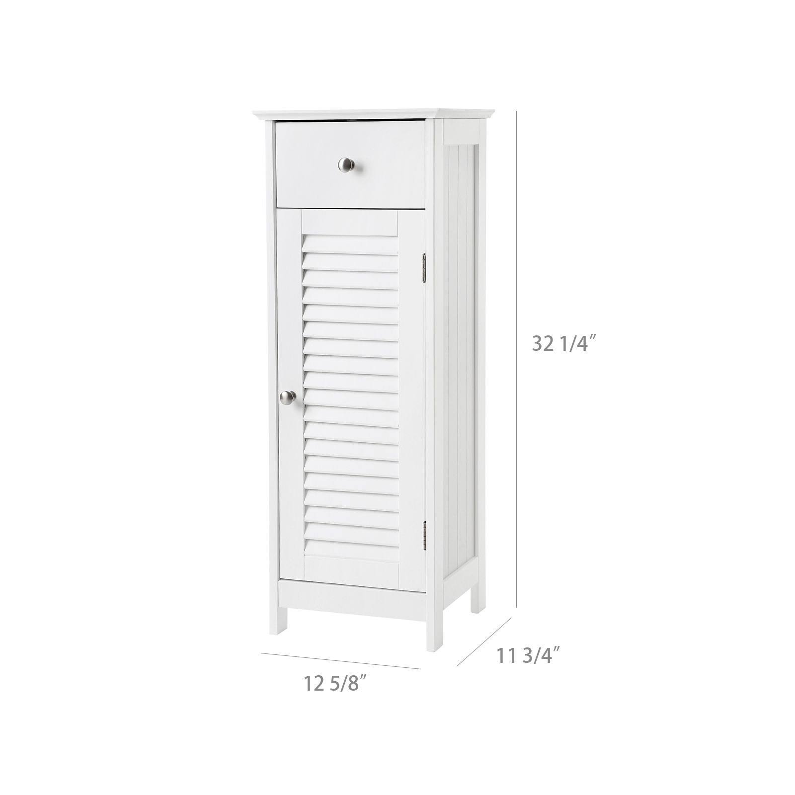 VASAGLE Bathroom Floor Cabinet Storage Organizer Set with Drawer and Single Shutter Door Wooden White