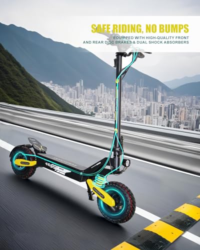 Electric Scooter for Adults, 1200W/2400W Off Road Motor Fast E Scooter, Up to 31/40 MPH Top Speed & 20/43 Miles Long Range, 11" Off-Road Tires, 330lbs MAX Load, Foldable