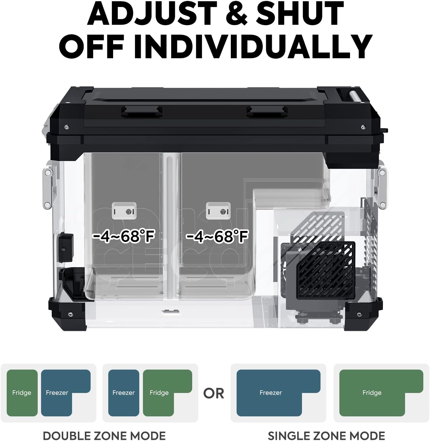 ICECO APL55 58 Quart Portable freezer Car Refrigerator with SECOP Compressor Dual Zone Cooler | AC 110V/ DC 12V | 0℉ to 50℉ | True Freezer for Car, Home, Camping, RV | With Slide| Black