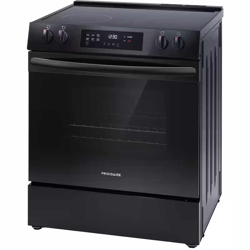 30 in. 5-Element Slide-In Front Control Electric Range with Steam Clean in Black