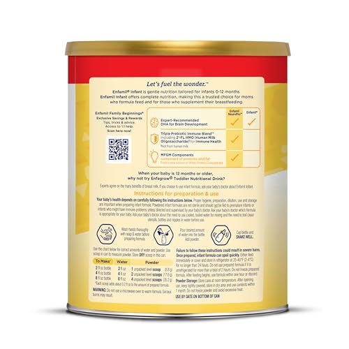 Enfamil Infant Formula, Milk-based Baby Formula with Iron, Omega-3 DHA & Choline, Powder Can, 21.1 Oz (Pack of 4)