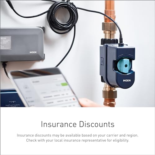 Moen Flo Smart Water Monitor and Automatic Shutoff Sensor, Wi-Fi Connected Water Leak Detector for 1-Inch Diameter Pipe, 900-006