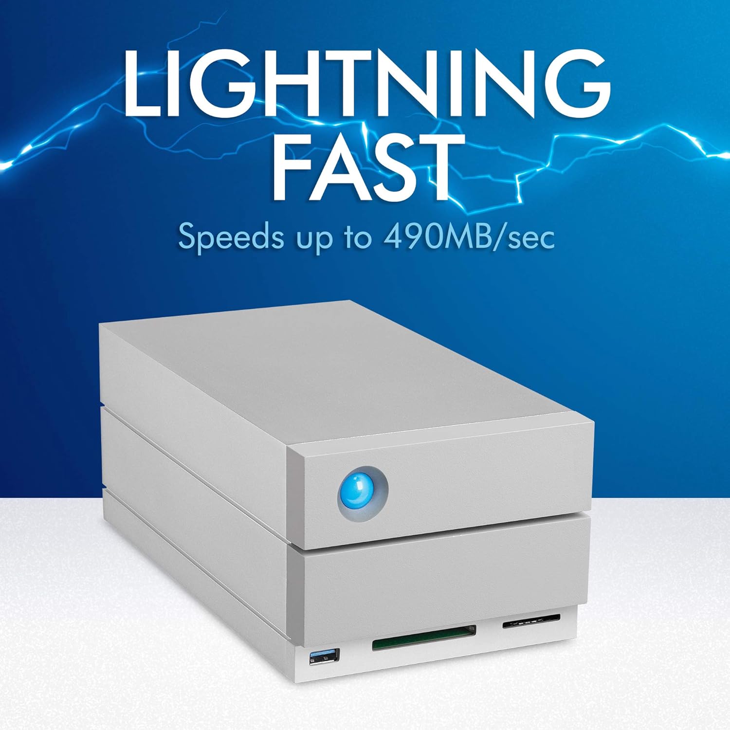 LaCie 2big Dock RAID 8TB External RAID Hard Drive HDD with SD Card CF Card Slots, for Mac and PC Desktop Data Redundancy Thunderbolt 3 USB-C USB 3.0, 1 Month Adobe CC, Data Recovery (STGB8000400)