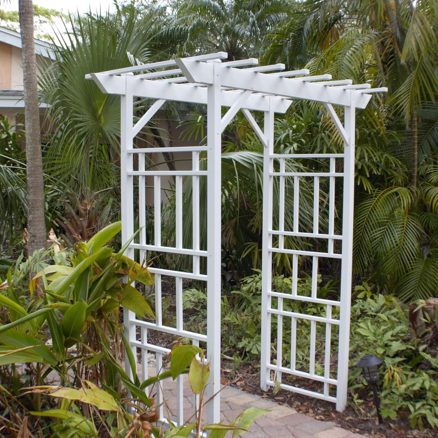 Dura-Trel Wellington Arbor, 72 by 85 Inch PVC Patio Garden Arch, Outdoor Backdrop Frame Decoration or Trellis for Climbing Plants, White